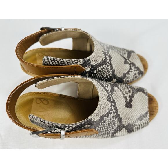 Dolce Vita dv8 Sandals Sz-7 Gray Snake Print Cork Wedge Strap Buckle Trendy - Picture 6 of 16